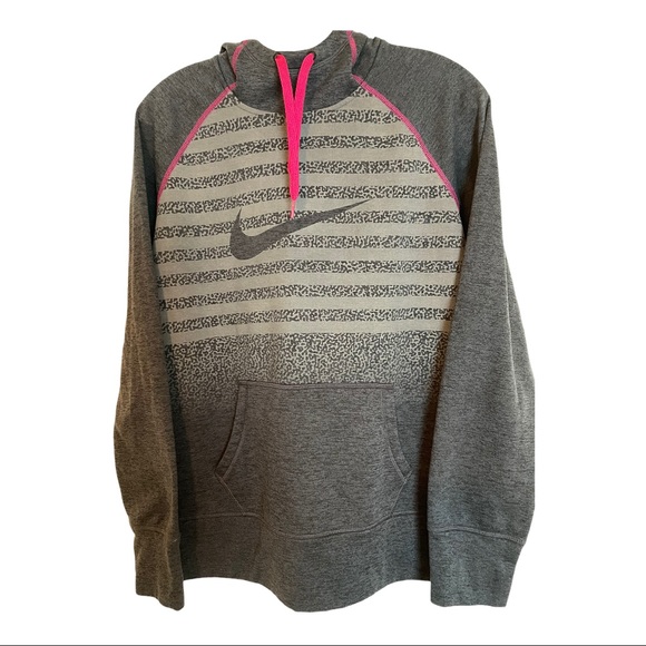 Nike Tops - Nike Therm-fit Fleece Swoosh Stripe & Neon Hoodie